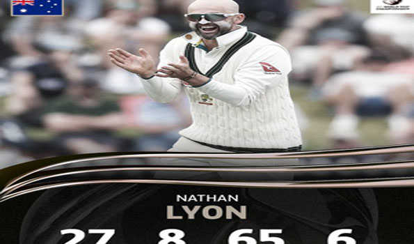 नाथन लायन के विकेटों के सिक्सर से ऑस्ट्रेलिया ने न्यूजीलैंड को 172 रनों हराया